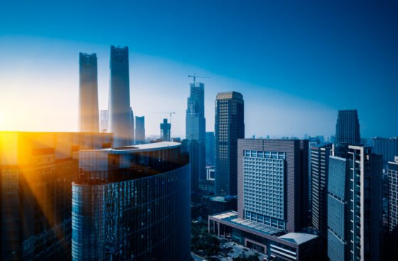 modern business buildings in financial district in city of China.
